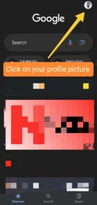 Click on profile picture on Google Android App